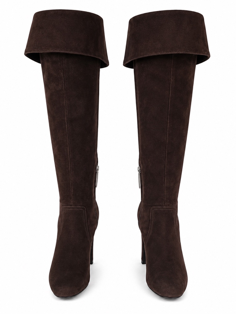 Bandolino Brown Suede Over-The-Knee Boots With Folded Cuff & Side Zipper -  8M